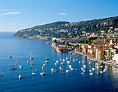 Town, Coastline & Harbour View, Villefranche, Cote d'Azur, France