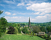 Village View with Church, Bakewell, Derbyshire, UK, England