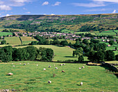 View of Reeth from Harkerside, Swaledale, Yorkshire, UK, England