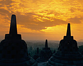 Buddhist Temple at Sunset, Borobudor, Java, Indonesia