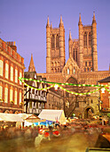 Cathedral & Christmas Market, Lincoln, Lincolnshire, UK, England