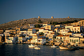 Village View from Sea, Emborio, Halki Island, Greek Islands