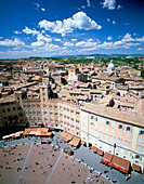 Piazza Del Campo & Cityscape from Torre Mangia, Siena, Tuscany, Italy