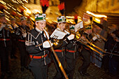 Miners parade in Schwarzenberg, Ore mountains, Saxony, Germany