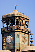 Clock tower of the mosque of Muhammad Ali in front of blue sky, Cairo, Egypt, Africa