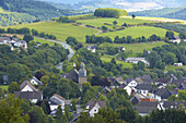 View over Hesborn, Hallenberg, Rothaargebirge, Sauerland, North Rhine-Westphalia, Germany