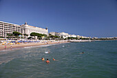 Carlton Hotel over beach and sea, Cannes, Cote d'Azur, France