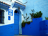 Blue-painted house in the old town, Chefchaouen, Morocco