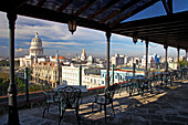 View over city from roof terrace of Parque Central Hotel, Havana, Cuba, Caribbean