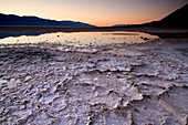 View over Bad Water lake after sunset, Death Valley National Park, California, USA