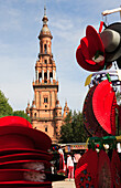 Plaza de Espana, hat stall, Seville, Andalucia, Spain