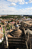 View over Cathedral and city from the Giralda tower, Seville, Andalucia, Spain