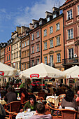 Cafe scene in Rynek Starego Miasta, Old Town Square, Warsaw, Poland