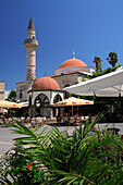 Eleftherias Square, mosque and cafes, Kos Town, Kos Island, Greek Islands