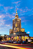 Palace of Culture and Science at dusk, Warsaw, Poland