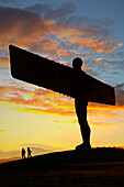 The Angel of the North statue at sunset, Gateshead, Tyne and Wear, UK, England