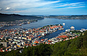 Overview of city, Bergen, Hordaland, Norway