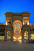 Galleria Vittorio Emanuele II at night, Milan, Lombardy, Italy