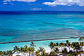 View over Waikiki beach, Oahu Island, Hawaii, USA