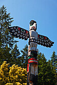 Totem pole in The Butchart Gardens near Victoria on Vancouver Island, Canada, North America