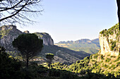 Landschaft im Gennargentu Gebirge im Sonnenlicht, Sardinien, Italien, Europa
