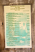 Price list for slaves, Laura Plantation, Vacherie, Louisiana, USA