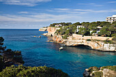 Bucht Cala Santanyi im Sonnenlicht, Mallorca, Balearen, Spanien, Europa