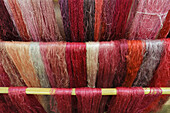 Coloured silk in a workshop, craft, silk weaver, Las Hiladeras El Paso, El Paso, La Palma, Canary Islands, Spain, Europe
