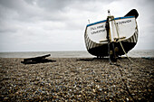 boat on Dunwich Beach. Suffolk,  England