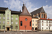 Church of St Barbara’s,  1338, Maly Rynek Square little Market Square, Basilica of the Virgin Mary’s, 14th century,  Gothic Cathedral , Cracow,  Krakow, Poland