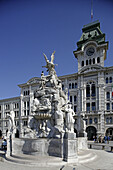 Trieste, Piazza Unità d´Italia, the City Hall, fountain, Friuli-Venezia Giulia, Italy