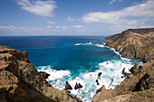 Coastal view from hole 13 at Porto Santo Golfe Golf Course, Porto Santo, near Madeira, Portugal