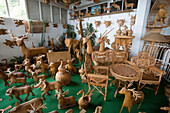 Handicrafts display at Cafe el Relogio Wicker Factory, Camacha, Madeira, Portugal