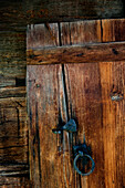 Detail of an alpine hut on mountain Staffel, Jachenau, Bavaria, Germany