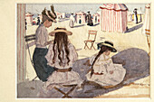 Watercolor 'Women And Infants On The Beach In Trouville-Sur-Mer', Eugene Boudin (1869), Villa Montebello, Museum Of Trouville-Sur-Mer, Calvados (14), Normandy, France