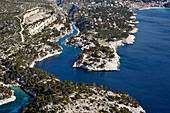 Aerial View Of The Rocky Inlets Of Port Pin (Foreground) And Of Port Miou (Background), Cassis, Bouches-Du-Rhone (13), France
