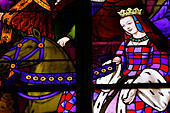 Stained Glass Representing Anne De Bretagne Entering Dinan In 1503, Saint-Malo Church, Medieval Town Of Dinan, Cotes D'Armor (22), France