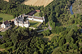 Aerial View Of The Church And Chateau Of Moleans, Eure-Et-Loir (28), France