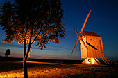 The Windmill Of Ouarville, Seen At Night, Eure-Et-Loir (28), France