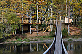 Cabins In The Trees In Autumn Colors At The Domaine Du Bois Landry, Champrond-En-Gatine, Perche, Eure-Et-Loir (28), France