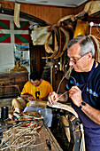 The Making And Repairing Of Chistera, Gonzales Chistera-Makers, Anglet, Pyrenees Atlantiques, (64), France, Basque Country, Basque Coast