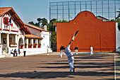 Game Of Basque Pelota, Village Square, Town Hall And Front Wall, Guethary, Basque Country, Basque Coast, Pyrenees-Atlantique (64), France