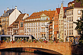 Tramway On The Saint Nicolas Bridge And Houses On The Saint Nicolas Quay, Strasbourg, Bas Rhin (67), Alsace, France, Europe