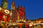 Christmas Market In Front Of The Saint Etienne Protestant Church Mulhouse, Place De La Reunion, Haut-Rhin (68), Alsace, France