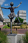 Statue Of A Ballerina In Front Of Apartment Buildings, Architecture By Auguste Perret Listed As World Heritage By Unesco, Le Havre, Normandy, Seine-Maritime (76)