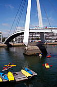 Canoeing Under The Bridge On The Commercial Port, Le Havre, Seine-Maritime (76), Normandy, France