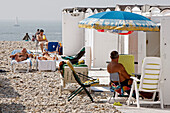Summer Ambiance, Shingle Beach And Beach Huts, Le Havre, Seine-Maritime (76), Normandy, France