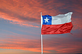 Sunset Over The Chilean Flag, Laguna Chaxa, Atacama Desert, Chile