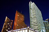 Buildings On The Potsdamer Platz, Price Waterhouse Coopers (Architect: Renzo Piano), The 25 Story Skyscraper In Brick And Granite Created By The German Hans Kollhoff (1999), And The Db Tower Sony Center (Architect: Helmut Jahn). Berlin, Germany