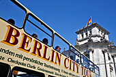 Double-Decker Bus Doing Tours Of The City In Front Of The German Parliament, Reichstag, Platz Der Republik, German Bundestag, Berlin, Germany